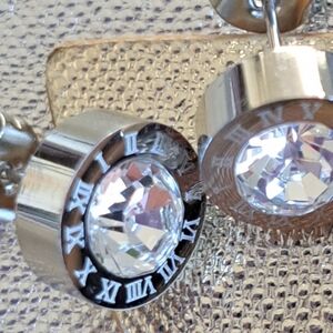 Silver Roman Numeral Designer Style Earrings